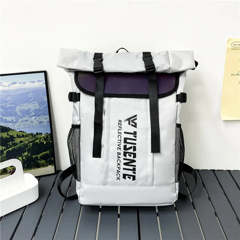 Yalu Nylon Backpack Unisex Black/Red/Dark Gray/Light Gray-17