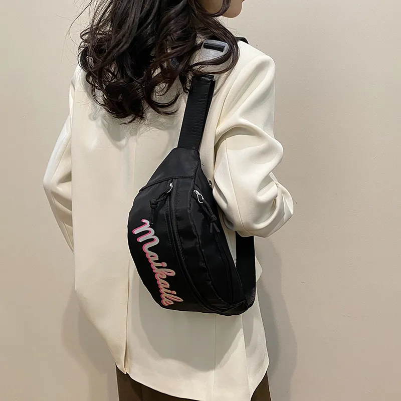 Yalu Nylon Sling Bag, Crossbody Bag, Fanny Pack Unisex White/Black/Red/Pink-8