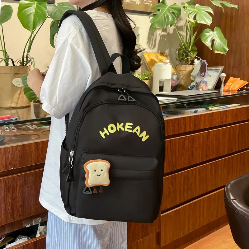 Yalu Nylon Backpack Unisex White/Black/Pink/Yellow-23