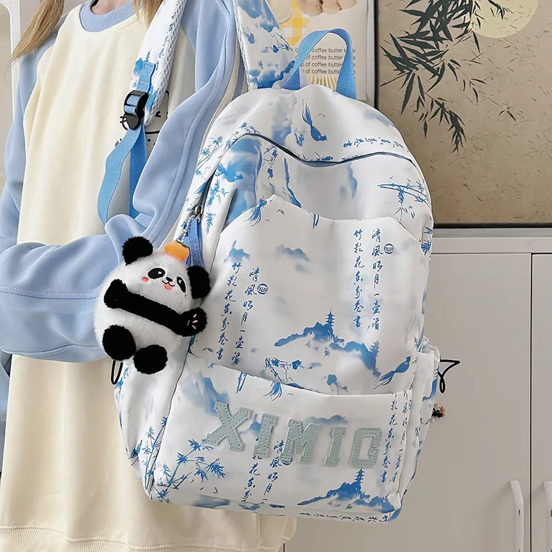Yalu Nylon Backpack Unisex Black/Green/Blue/Pink-10