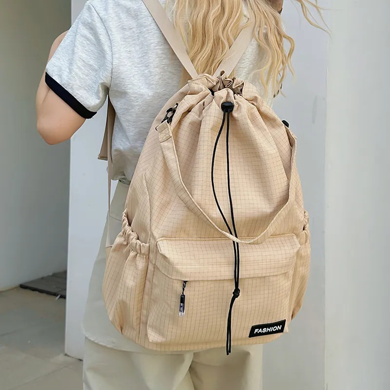 Yalu Nylon Backpack Regular Unisex Black/Pink/Yellow/Gray/Khaki/Sky Blue-18