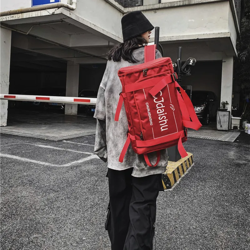 Yalu Nylon Backpack Regular Unisex Black/Silver/Red/Army Green-17