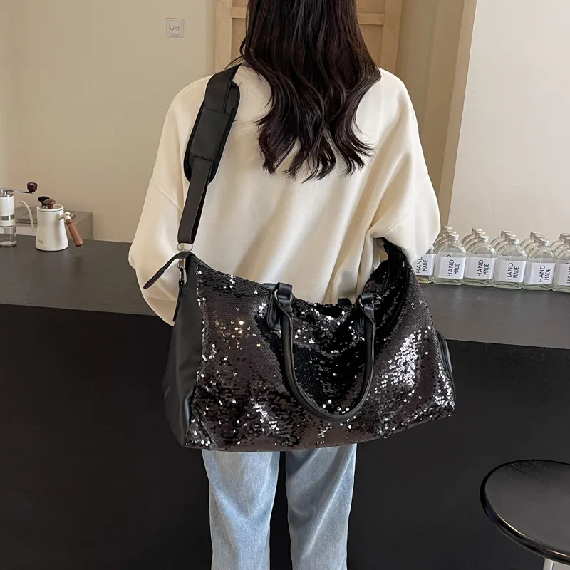 Yalu PU Travel Bag Women's Black/Silver-5