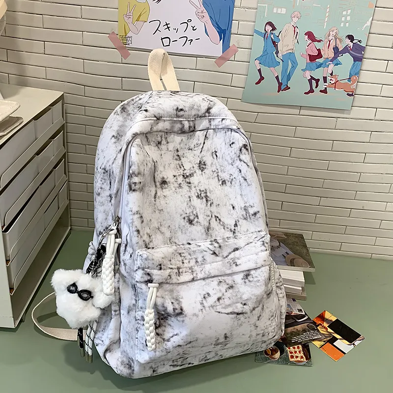 Yalu Nylon Backpack Unisex Black/Ecru/Yellow/Pink/Light Purple/Light Green-4