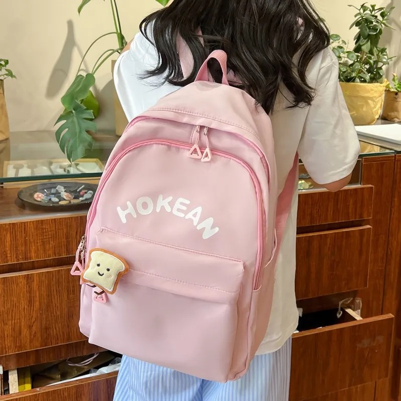 Yalu Nylon Backpack Unisex White/Black/Pink/Yellow-2