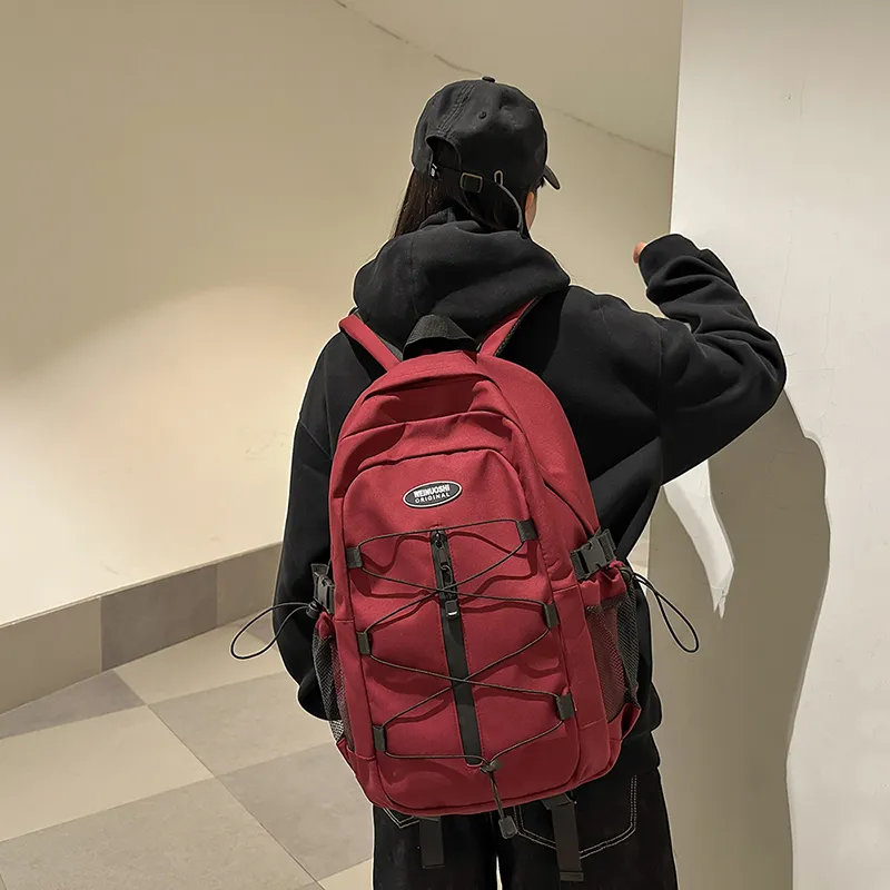 Yalu Nylon Backpack Unisex Black/White/Red/Blue-15