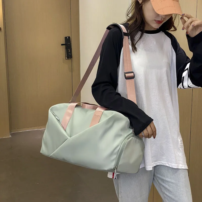 Yalu Nylon Shoulder Bag, Travel Bag Unisex Black/Green/Pink/Purple-9
