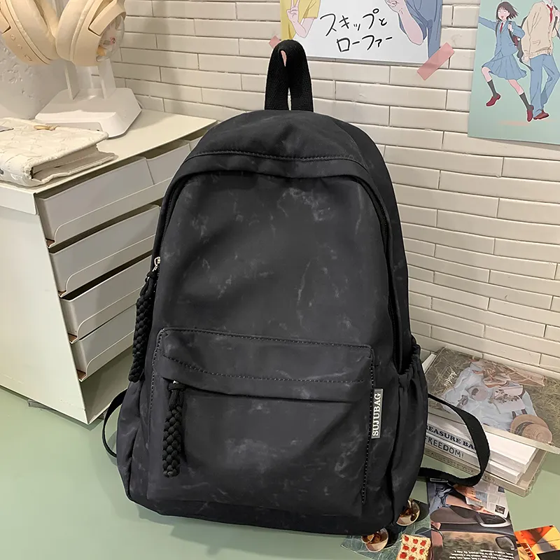 Yalu Nylon Backpack Unisex Black/Ecru/Yellow/Pink/Light Purple/Light Green-2