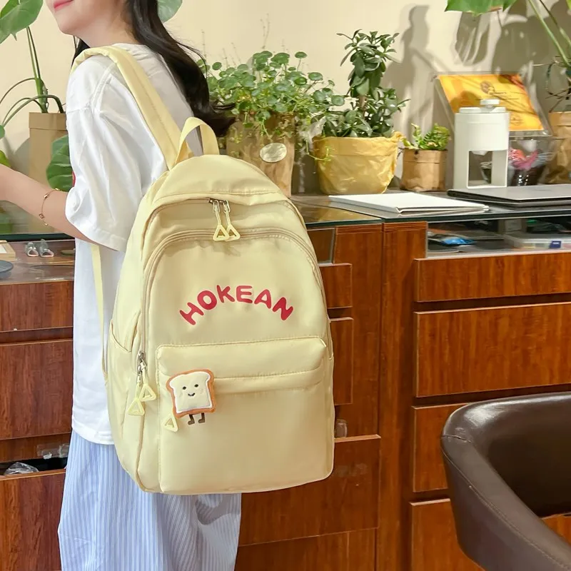 Yalu Nylon Backpack Unisex White/Black/Pink/Yellow-10