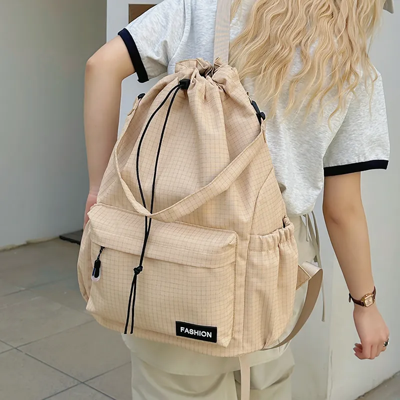 Yalu Nylon Backpack Regular Unisex Black/Pink/Yellow/Gray/Khaki/Sky Blue-20