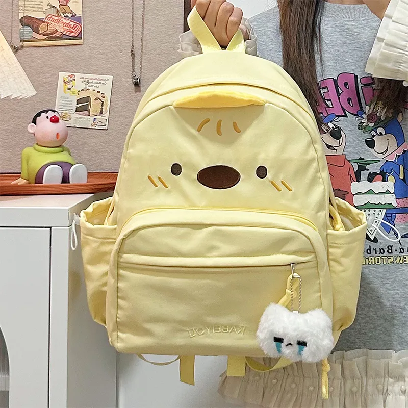 Yalu Nylon Backpack Regular Unisex White/Black/Yellow-13