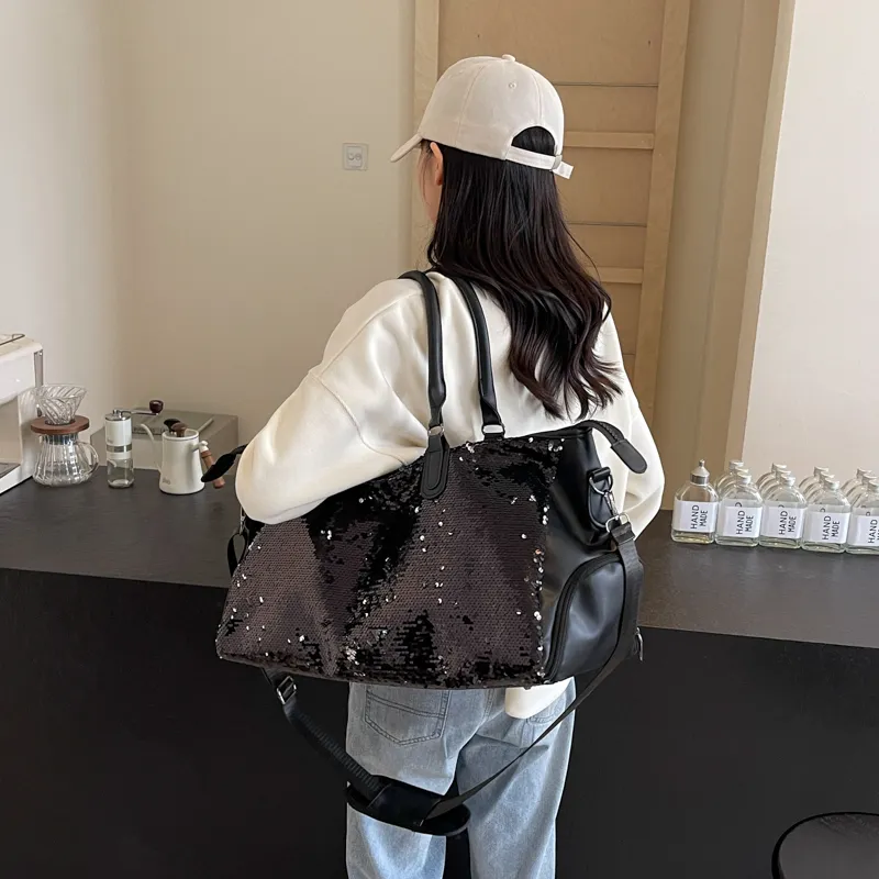Yalu PU Travel Bag Women's Black/Silver-4
