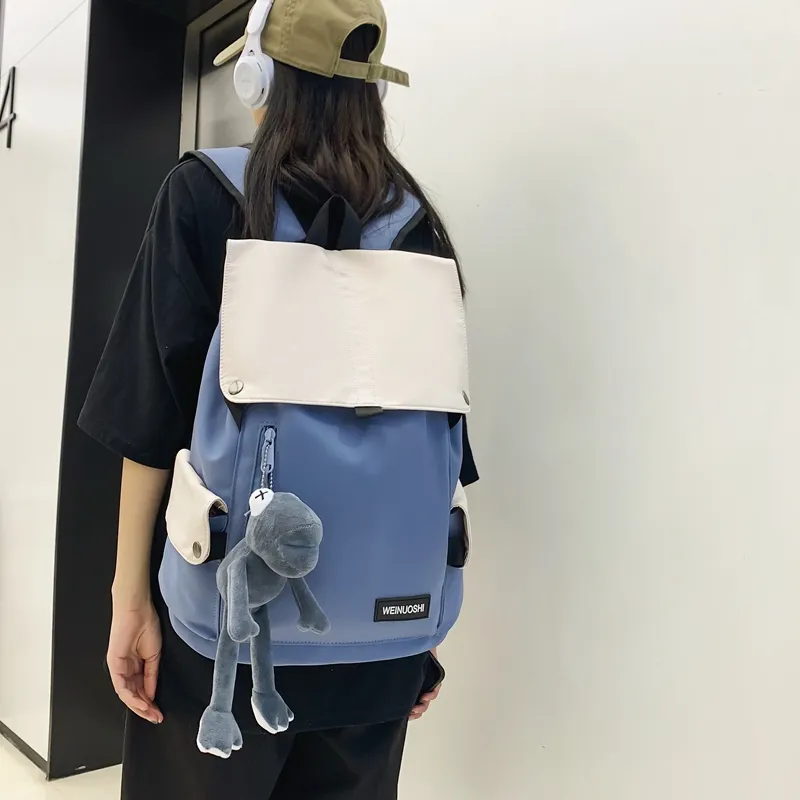 Yalu Nylon Backpack Unisex Black/White/Black & White/Blue & White-3