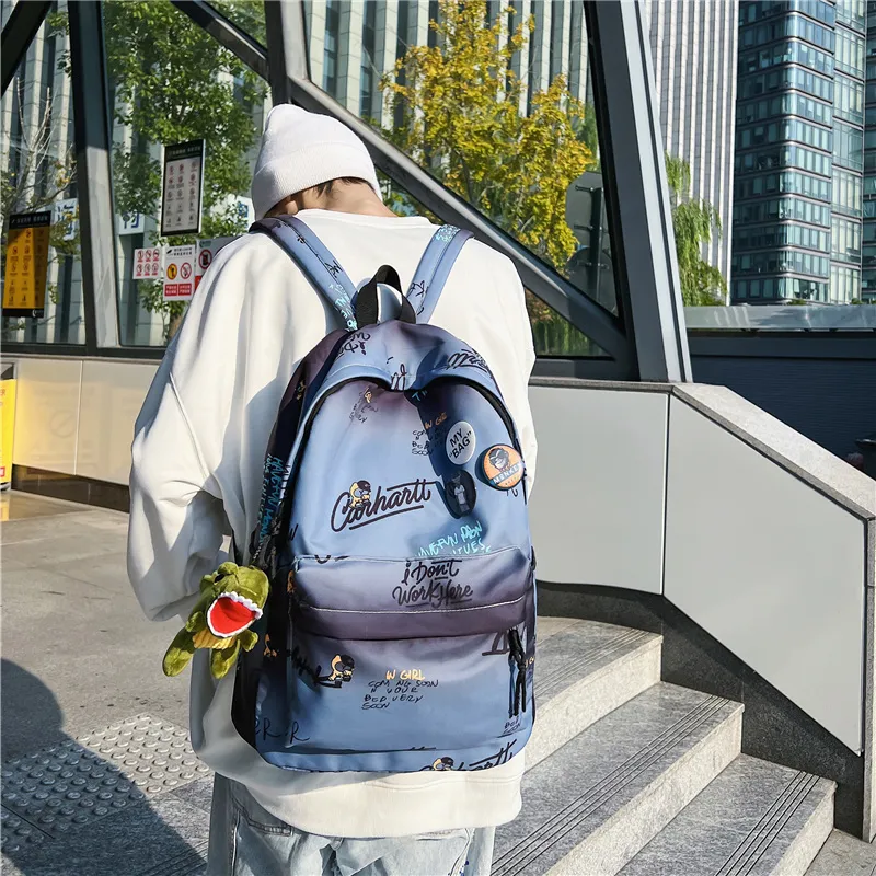 Yalu Nylon Backpack Unisex White/Gray/Khaki/Blue-15