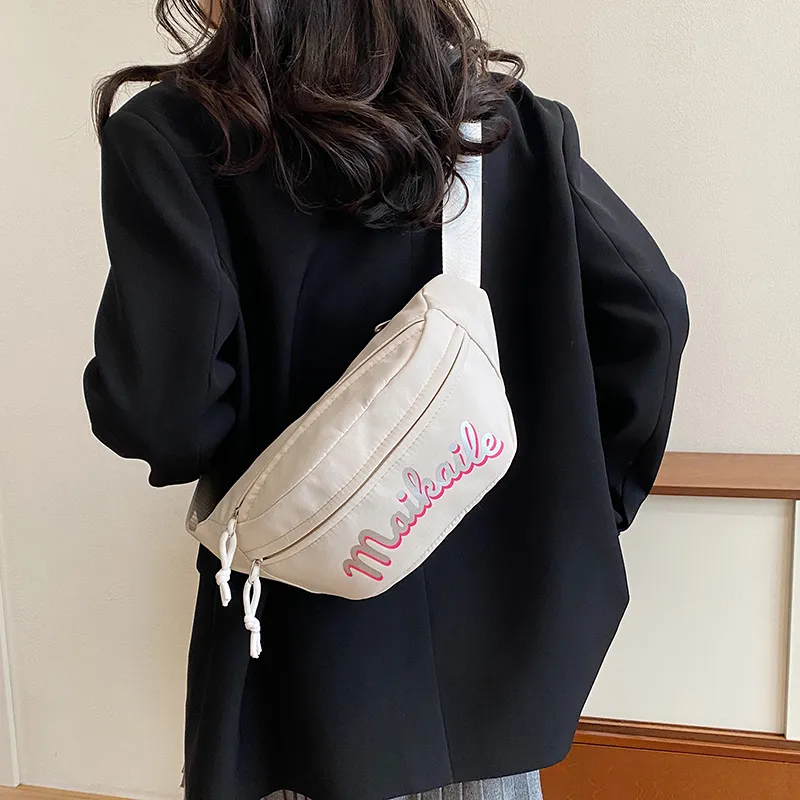 Yalu Nylon Sling Bag, Crossbody Bag, Fanny Pack Unisex White/Black/Red/Pink-4