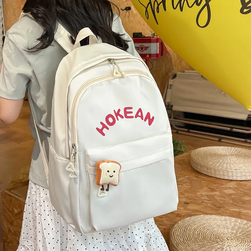 Yalu Nylon Backpack Unisex White/Black/Pink/Yellow-14