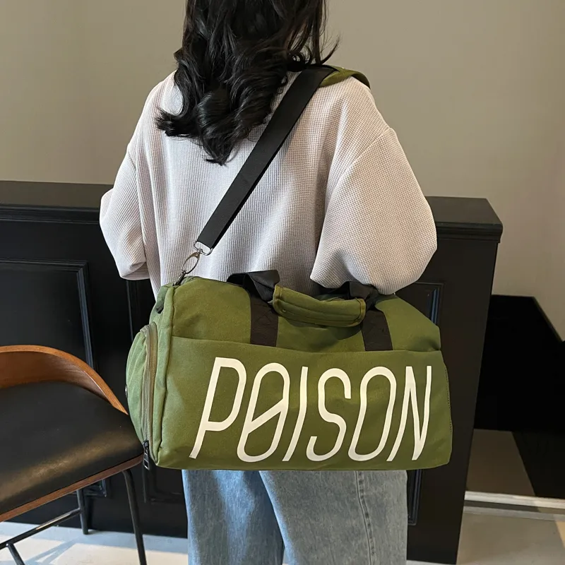 Yalu Nylon One Shoulder Travel Bag Unisex Gray/Black/Green/Pink-17