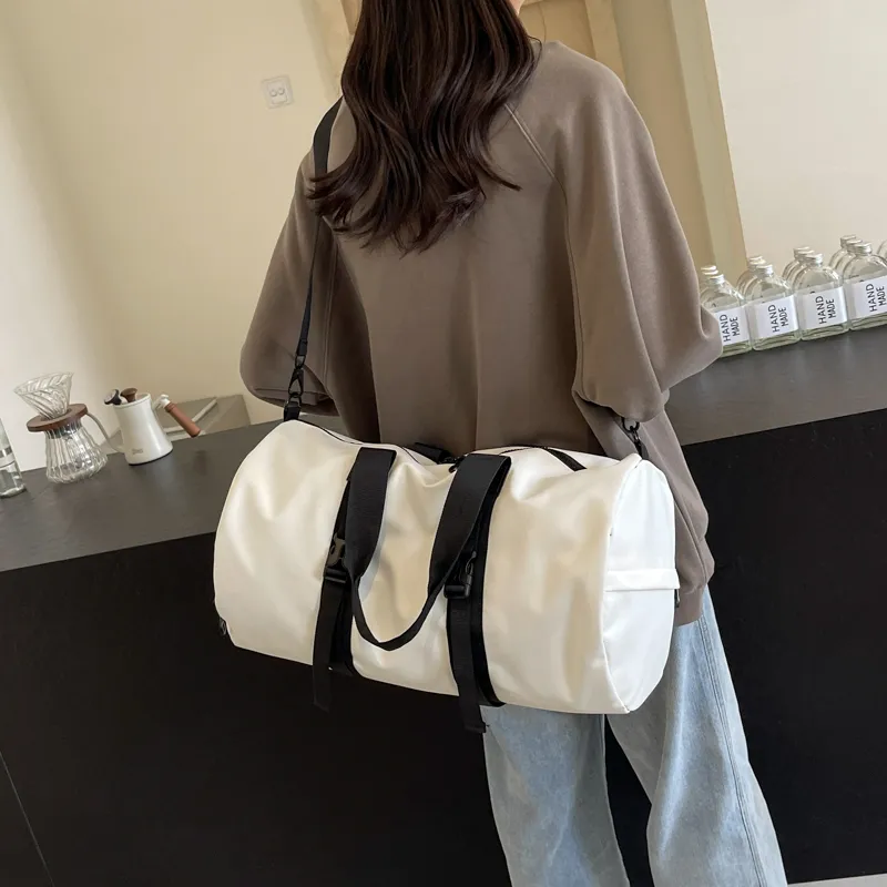 Yalu Nylon Travel Bag Unisex Black/white/dark Gray/light Gray-9