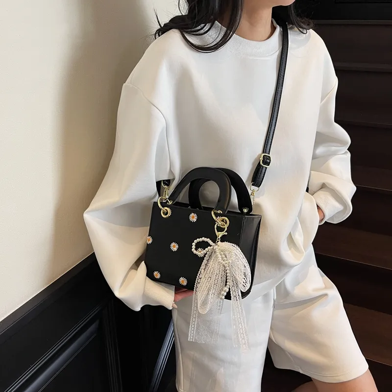 Yalu PU Box Bag, Crossbody Bag, One Shoulder Handbag Women's Black/White/Pink-2