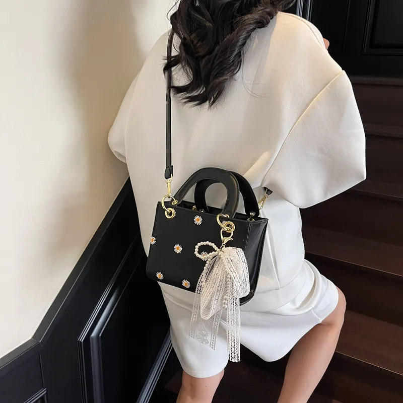 Yalu PU Box Bag, Crossbody Bag, One Shoulder Handbag Women's Black/White/Pink-3