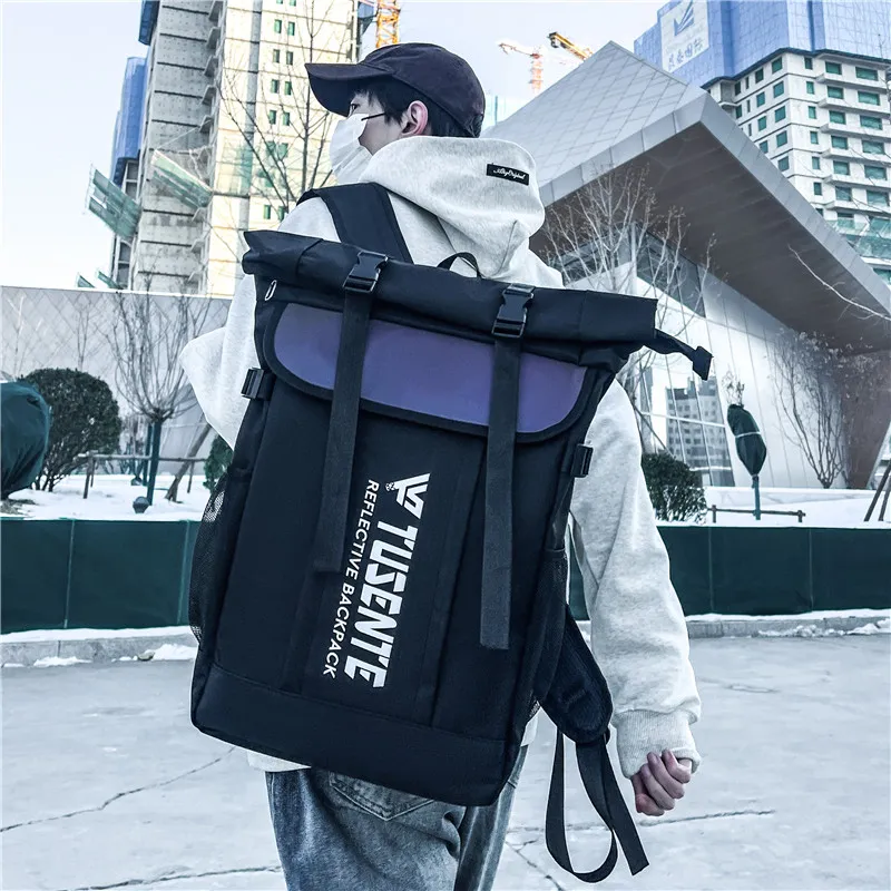 Yalu Nylon Backpack Unisex Black/Red/Dark Gray/Light Gray-4