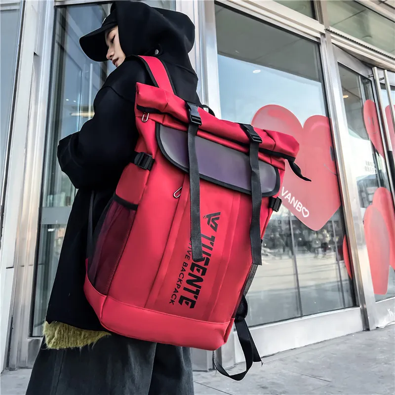 Yalu Nylon Backpack Unisex Black/Red/Dark Gray/Light Gray-10