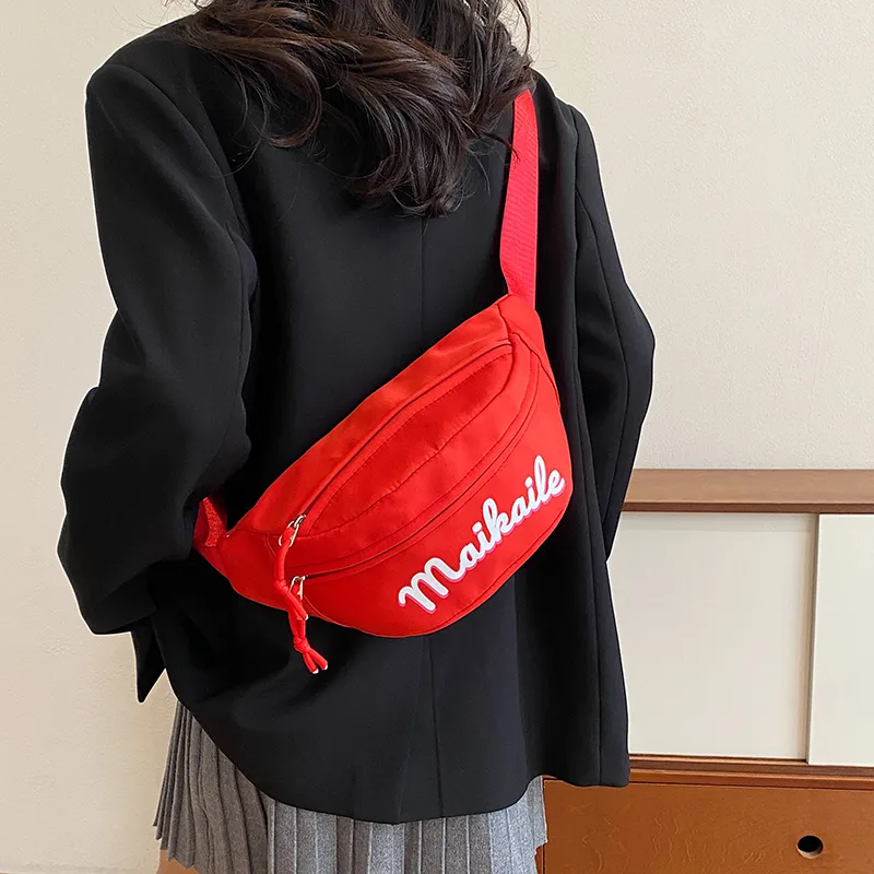 Yalu Nylon Sling Bag, Crossbody Bag, Fanny Pack Unisex White/Black/Red/Pink-16