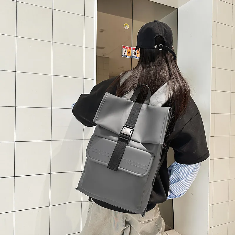 Yalu Nylon Backpack Unisex Black/Gray-11