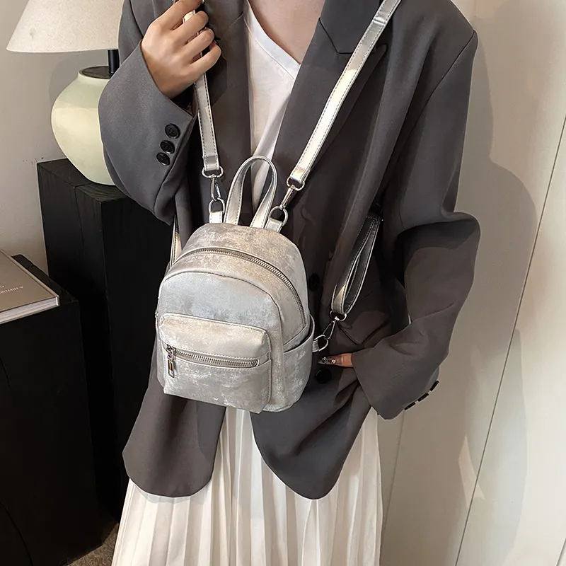 Yalu PU Backpack Women's White/Silver/Black/Pink/Coffee-20
