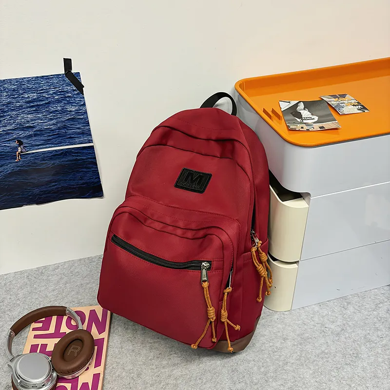 Yalu Nylon Backpack Regular Unisex Gray/Orange/Blue/Red-13