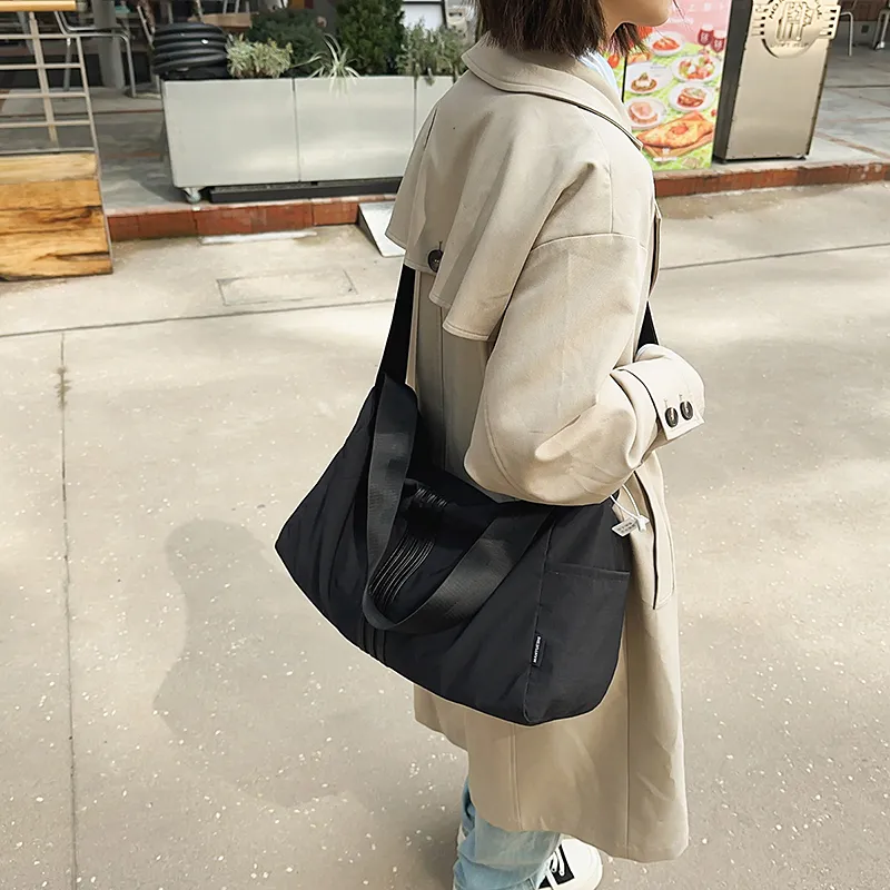 Yalu Nylon Crossbody Bag, Shoulder Bag Unisex Black/Light Gray/Khaki-4