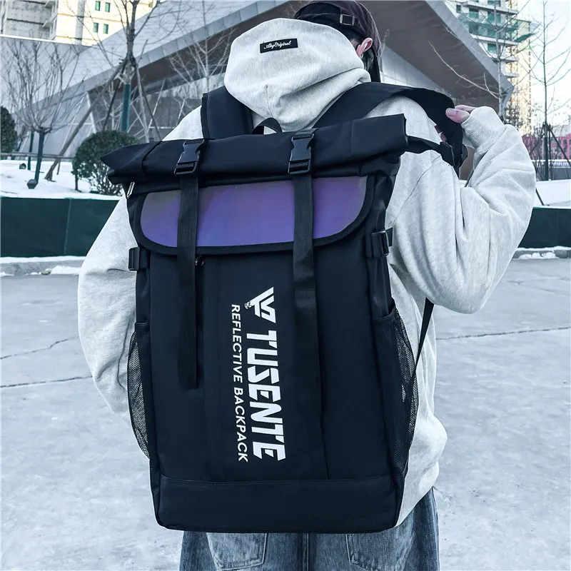 Yalu Nylon Backpack Unisex Black/Red/Dark Gray/Light Gray-2