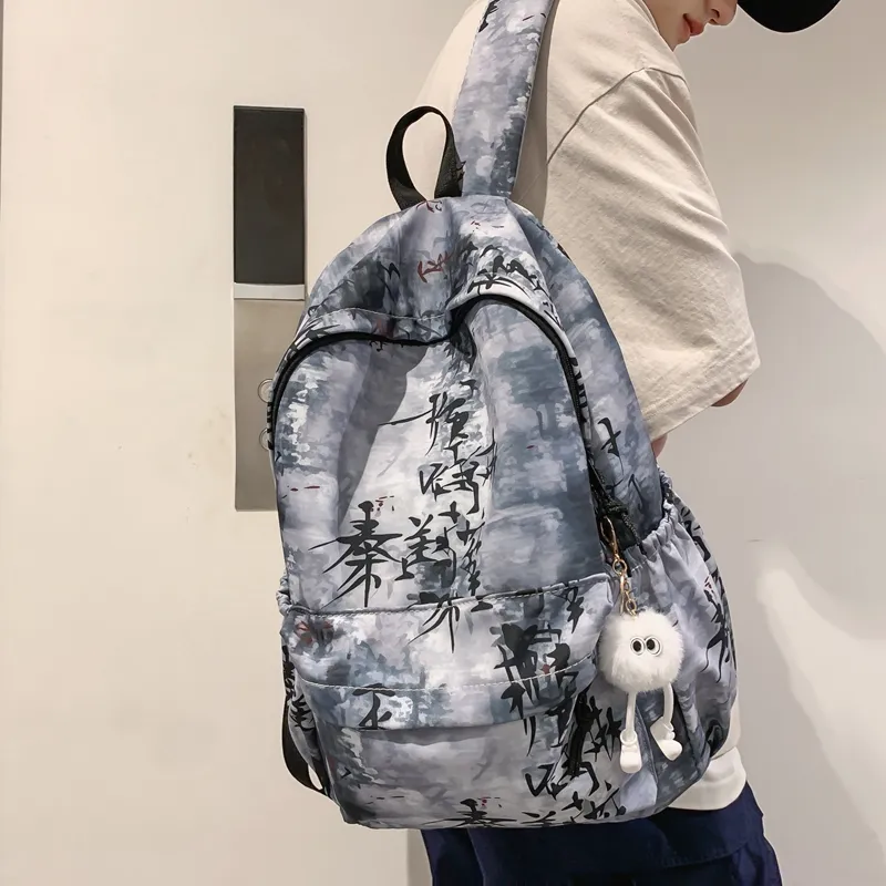 Yalu Nylon Backpack Regular Unisex Black/Khaki/Blue/Light Gray/White-2