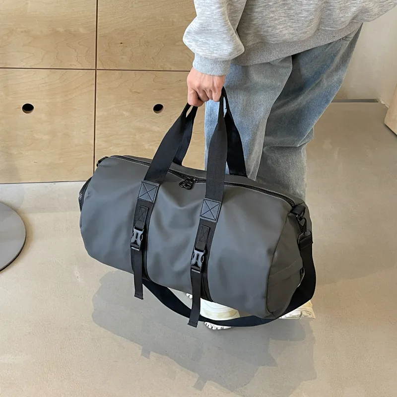 Yalu Nylon Travel Bag Unisex Black/white/dark Gray/light Gray-13