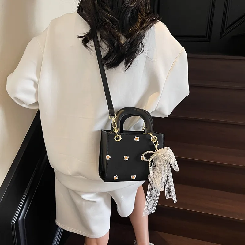 Yalu PU Box Bag, Crossbody Bag, One Shoulder Handbag Women's Black/White/Pink-4