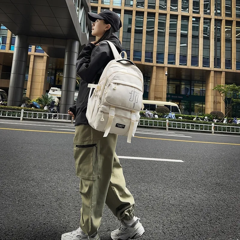 Yalu Nylon Backpack Unisex White/Gray/Black/Khaki/Blue-4