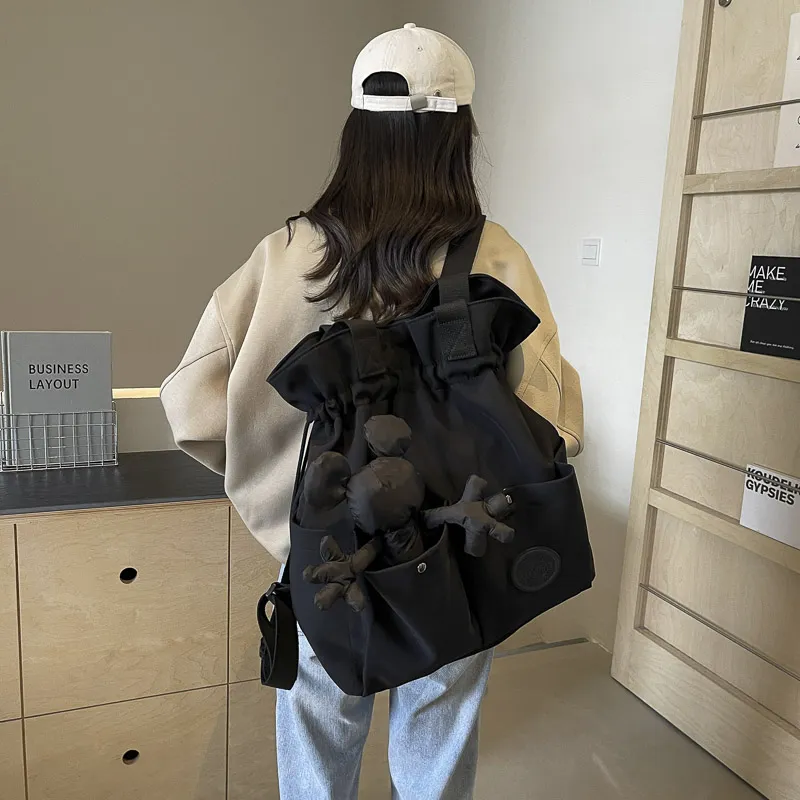 Yalu Nylon Backpack Regular Unisex Black-3