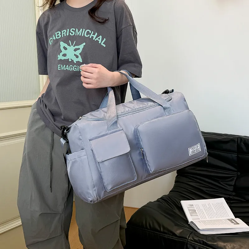 Yalu Nylon One Shoulder Travel Bag Unisex Black/Gray/Purple/Cyan/Sky Blue-17