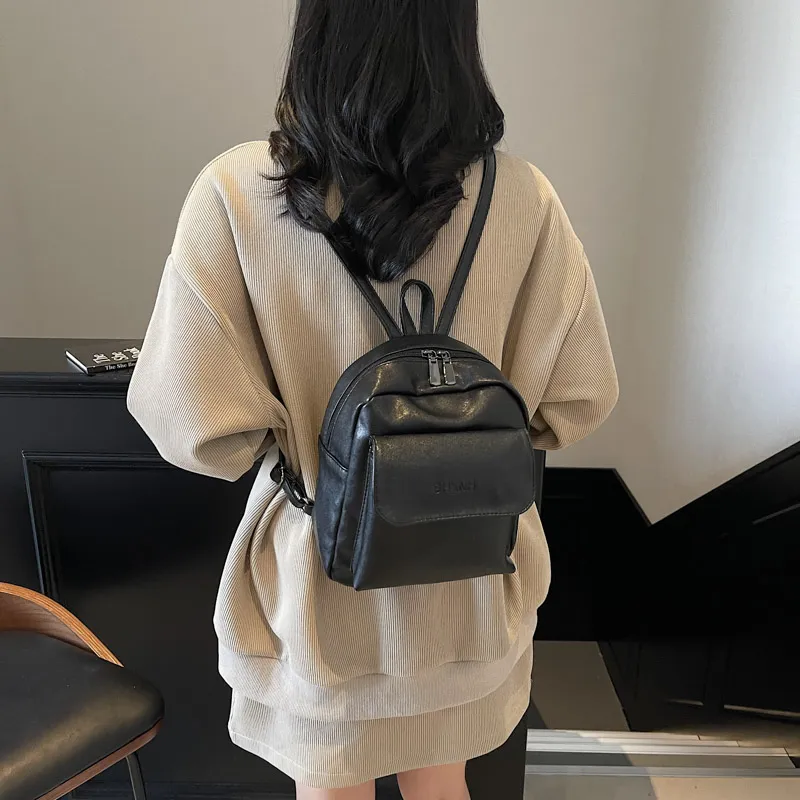 Yalu PU Backpack Unisex Black/Dark Brown-1