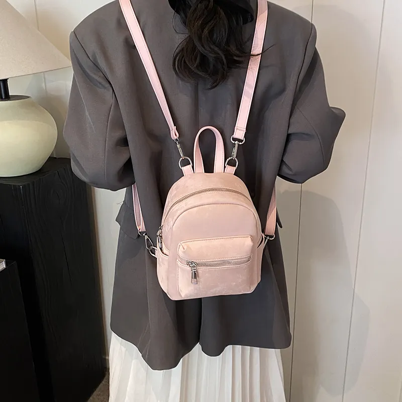 Yalu PU Backpack Women's White/Silver/Black/Pink/Coffee-3
