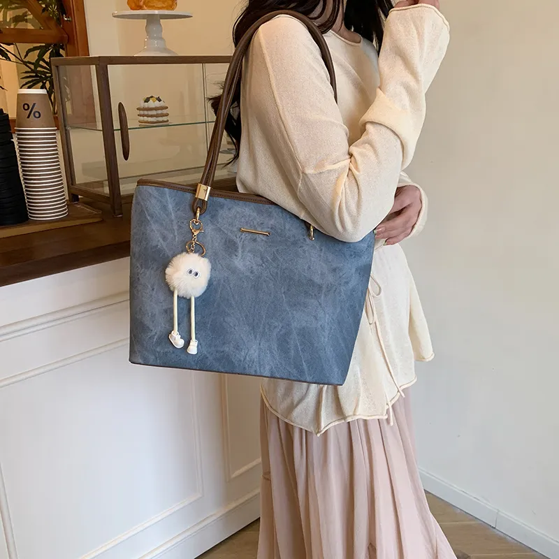 Yalu PU Shoulder Bag Regular Women's Dark Tea/Ecru/Blue/Pink-8