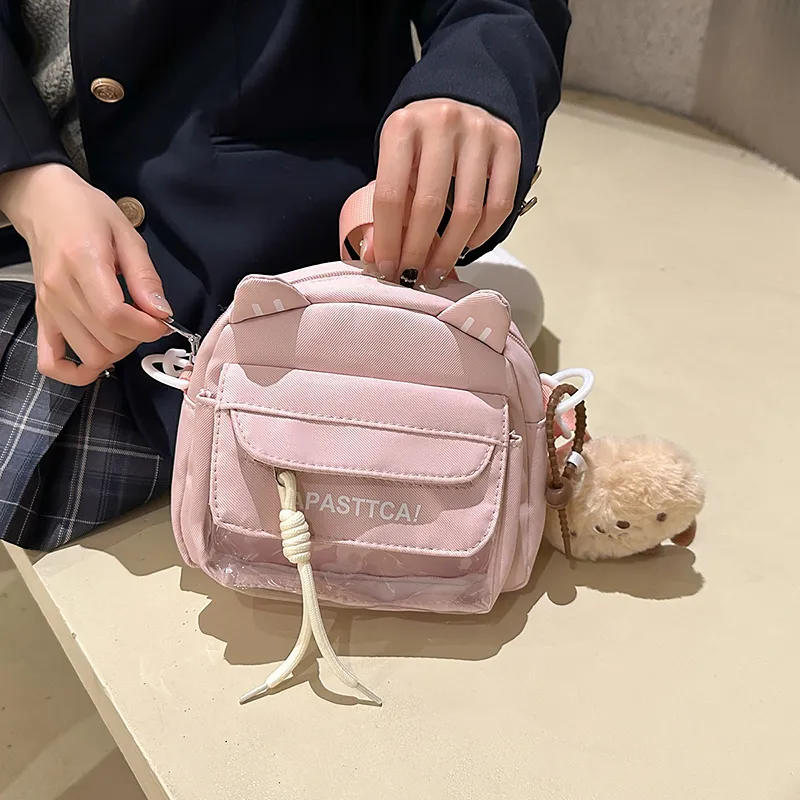 Yalu Nylon Shoulder Bag Regular Women's White/Black/Pink/Light Blue-1