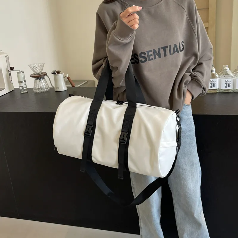 Yalu Nylon Travel Bag Unisex Black/white/dark Gray/light Gray-7