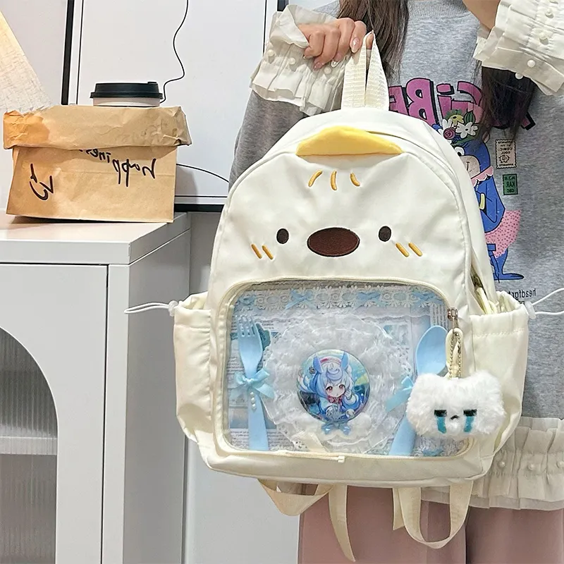 Yalu Nylon Backpack Regular Unisex White/Black/Yellow-1