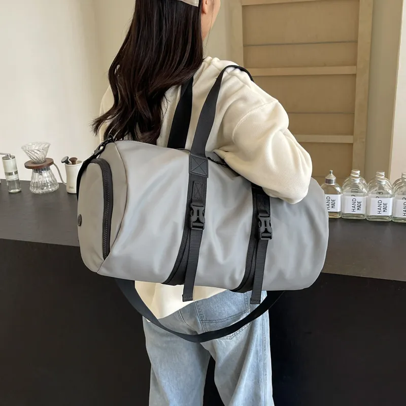 Yalu Nylon Travel Bag Unisex Black/white/dark Gray/light Gray-20