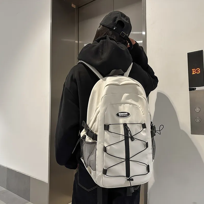 Yalu Nylon Backpack Unisex Black/White/Red/Blue-8