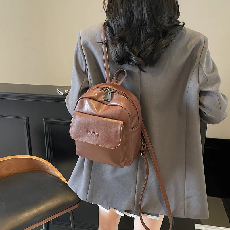 Yalu PU Backpack Unisex Black/Dark Brown-6