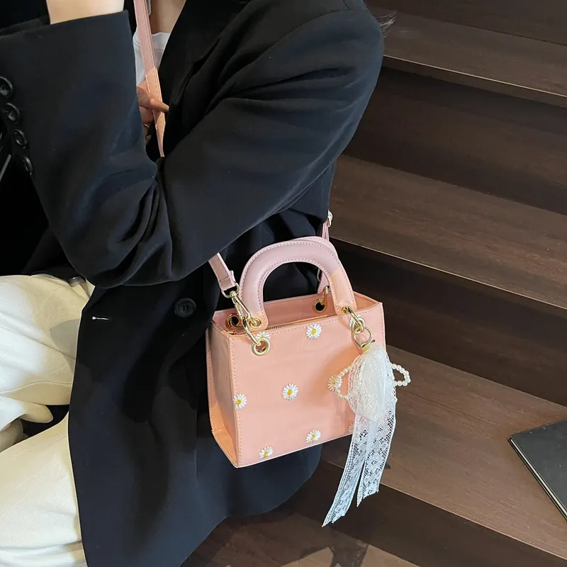 Yalu PU Box Bag, Crossbody Bag, One Shoulder Handbag Women's Black/White/Pink-14