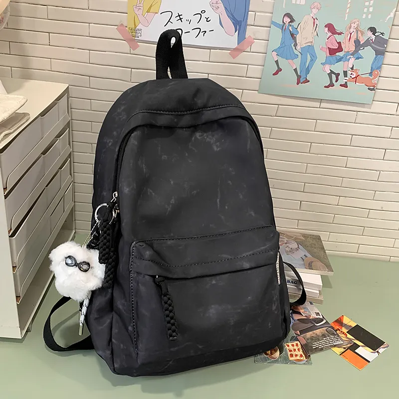 Yalu Nylon Backpack Unisex Black/Ecru/Yellow/Pink/Light Purple/Light Green-1