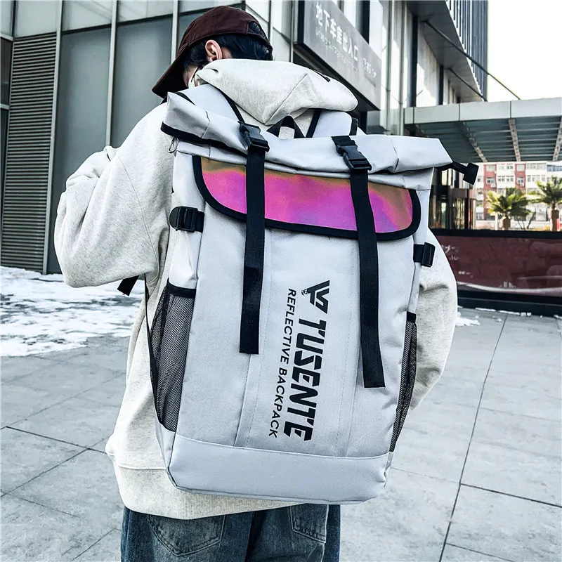 Yalu Nylon Backpack Unisex Black/Red/Dark Gray/Light Gray-14
